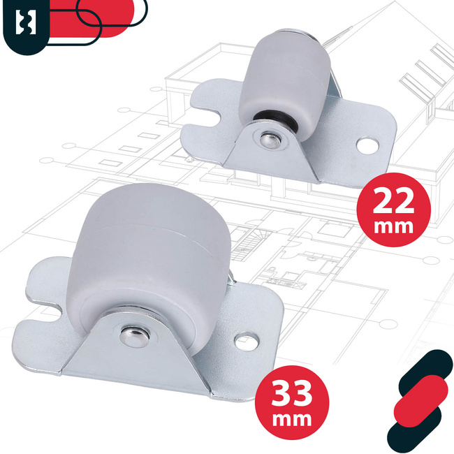 Kółko meblowe stałe gumowe jezdne do mebli szafek białe 33 mm