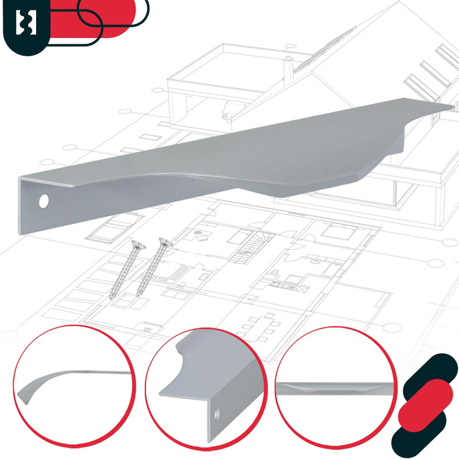 Uchwyt meblowy krawędziowy nowoczesny aluminium srebrny 160 mm