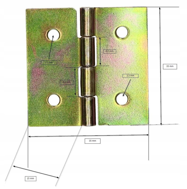 Zawias splatany 35x35 mm meblowy mebli metalowy