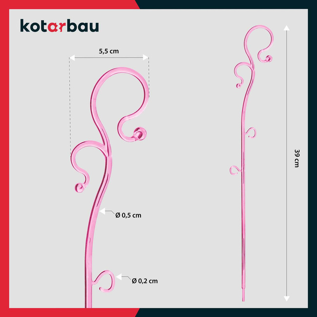 Podpora do roślin plastikowa różowa 39 cm zestaw 2 szt.