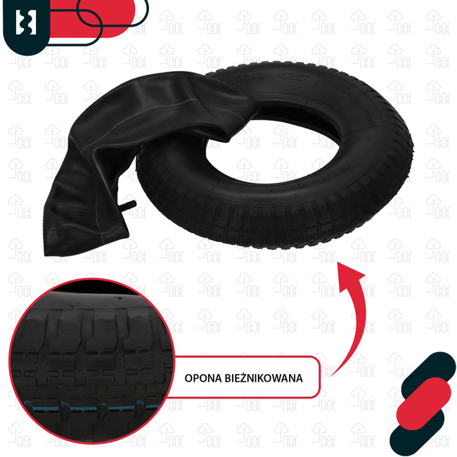 Opona z dętką do koła taczki wózków 6-płócienna 40 cm