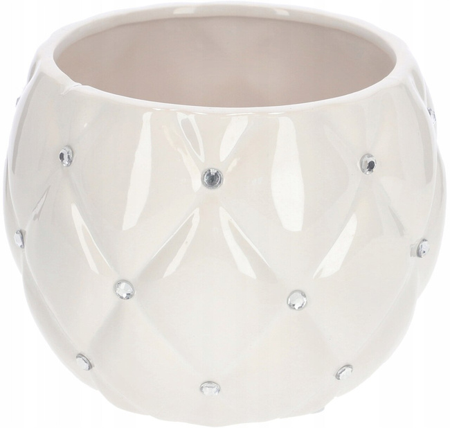2szt doniczka donica osłonka glamour ceramiczna biała