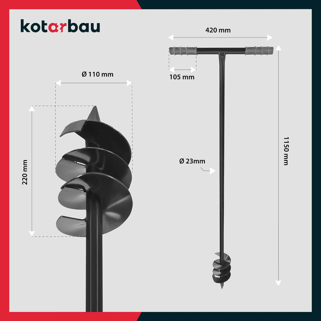 Świder ręczny do gleby ziemi 110 mm