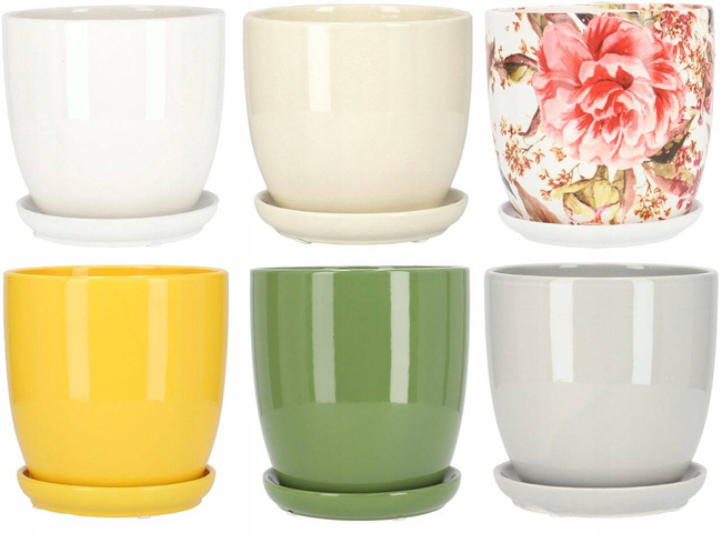 Doniczka donica osłonka ceramiczna z podstawką szara ⌀15 cm