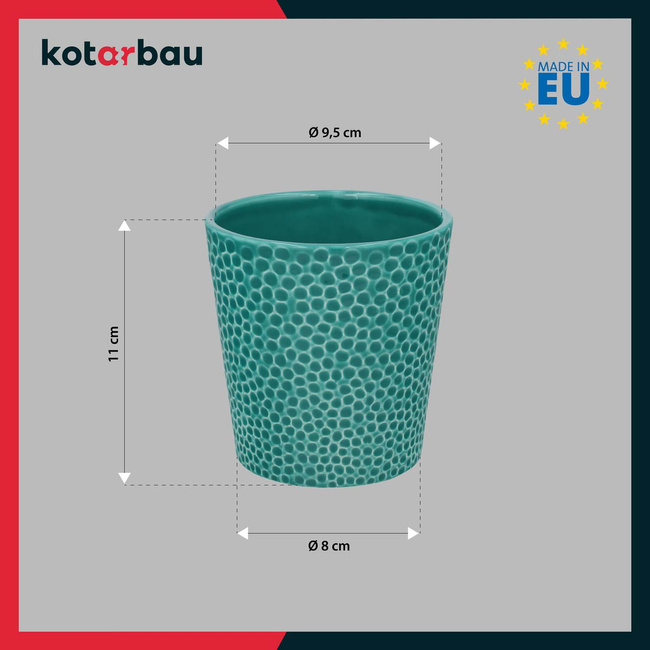 Doniczka ceramiczna turkus na kwiaty rośliny storczyki 9,5 cm