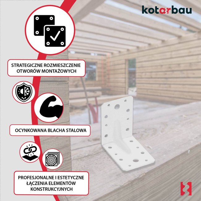 Kątownik łącznik ciesielski 90x90x65 - 50 szt.